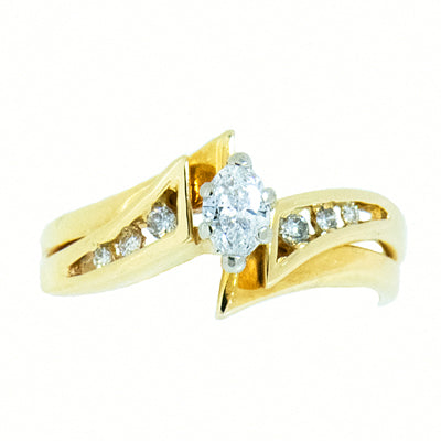 0.50 CTW Marquise Diamond 14K Gold Bridal Wedding Set