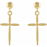 14K Gold Cross Dangle Earrings