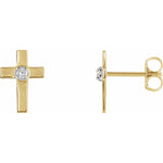 14K Gold Diamond Cross Earrings