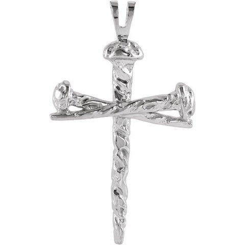 Sterling Silver Nail Design Cross Pendant in 3 Sizes