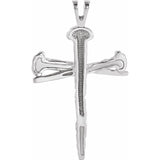 Sterling Silver Nail Design Cross Pendant in 3 Sizes