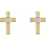 14K Gold Diamond Cross Earrings