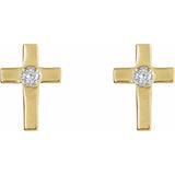 14K Gold Diamond Cross Earrings