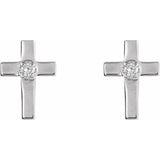 14K Gold Diamond Cross Earrings