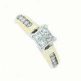 14K Gold 0.50 CTW Princess Cut Illusion Diamond Engagement Ring