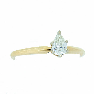 14K Gold 0.28 Carat Pear Shape Diamond Engagement Ring
