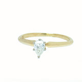 14K Gold 0.28 Carat Pear Shape Diamond Engagement Ring