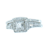 10K White Gold Diamond Wedding Set with approx. 0.75 ctw