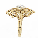 14K Yellow Gold Vintage Ladies 0.28 ct Diamond Filigree Ring