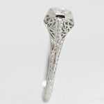 Platinum Ladies Vintage Filigree 1/4 Carat Round Diamond Engagement Ring