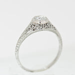 Platinum Ladies Vintage Filigree 1/4 Carat Round Diamond Engagement Ring