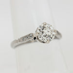 18K White Gold Vintage 1.34 Carat Mine Cut Diamond Engagement Ring