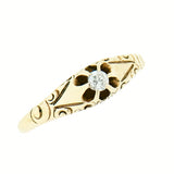 14K Gold Vintage Ladies 0.10 ct Hand Engraved Diamond Ring