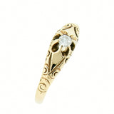 14K Gold Vintage Ladies 0.10 ct Hand Engraved Diamond Ring