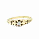 14K Gold Vintage Ladies 0.10 ct Hand Engraved Diamond Ring