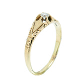 14K Gold Vintage Ladies 0.10 ct Hand Engraved Diamond Ring