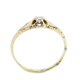14K Gold Vintage Ladies 0.10 ct Hand Engraved Diamond Ring
