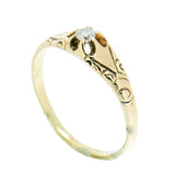14K Gold Vintage Ladies 0.10 ct Hand Engraved Diamond Ring