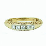 14K Yellow Gold Ladies 5 Diamond Filigree Ring