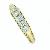 14K Yellow Gold Ladies 5 Diamond Filigree Ring