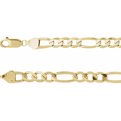 14K Solid Yellow Gold Figaro Chain 6.5mm