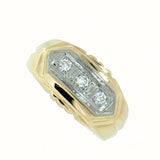 14K Yellow Gold, 3 Diamond, 0.15 ctw Gold Mens Ring