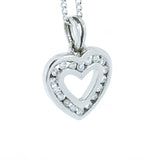 18K Diamond Heart Pendant with 925 22inch chain