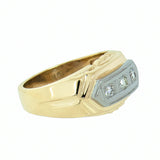 14K Yellow Gold, 3 Diamond, 0.15 ctw Gold Mens Ring