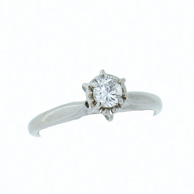 14K White Gold 0.20ct Full Cut Round Diamond Engagement Ring