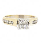 14K Gold 0.50 CTW Princess Cut Illusion Diamond Engagement Ring