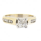 14K Gold 0.50 CTW Princess Cut Illusion Diamond Engagement Ring