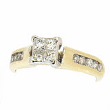 14K Gold 0.50 CTW Princess Cut Illusion Diamond Engagement Ring