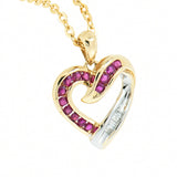 10K Diamond and Ruby Heart Pendant