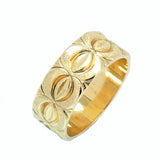 14K Yellow Gold Engraved and Textured Wedding Band in 7mm Width