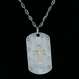 10K Cross in Sterling Silver Tag with Diamond Accent