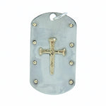 10K Cross in Sterling Silver Tag with Diamond Accent
