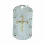 10K Cross in Sterling Silver Tag with Diamond Accent