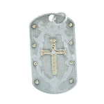 10K Cross in Sterling Silver Tag with Diamond Accent