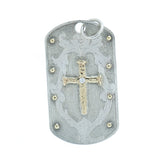 10K Cross in Sterling Silver Tag with Diamond Accent