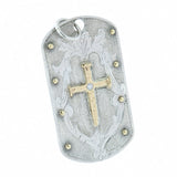 10K Cross in Sterling Silver Tag with Diamond Accent