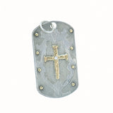 10K Cross in Sterling Silver Tag with Diamond Accent