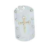 10K Cross in Sterling Silver Tag with Diamond Accent