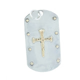 10K Cross in Sterling Silver Tag with Diamond Accent