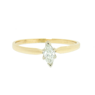 14k Gold 0.21 Carat Marquise Diamond Engagement Ring
