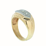 14K Yellow Gold, 3 Diamond, 0.15 ctw Gold Mens Ring