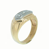 14K Yellow Gold, 3 Diamond, 0.15 ctw Gold Mens Ring