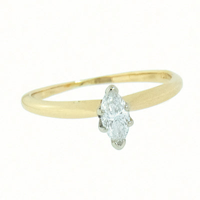 14K Gold 0.29 Carat Marquise Diamond Engagement Ring