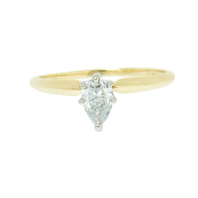 14K Gold 0.39 Carat Pear Shaped Diamond Engagement Ring