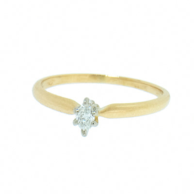 14K Gold 0.09 Carat Marquise Diamond Engagement Ring