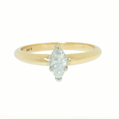 14K Gold 0.35 Carat Marquise Diamond Engagement Ring